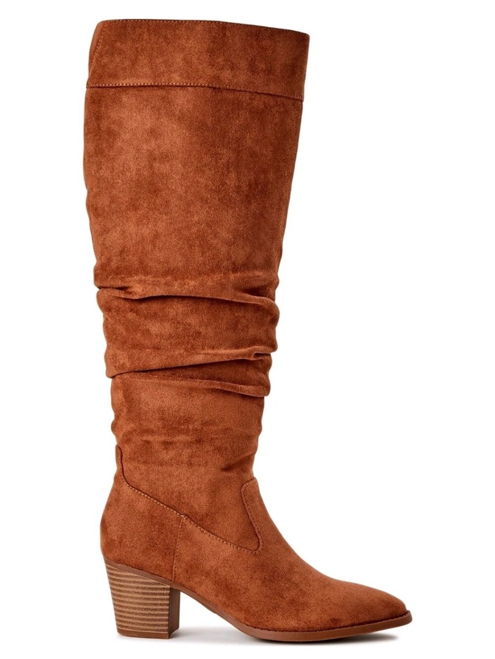 Time and Tru Women's Brown Block Heel Pull On Western Slouch Boots Size 10 NWT